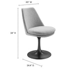Modway Lippa Swivel Dining Upholstered Side Chair - Black Light Grey-Armless Design with Pedestal Base