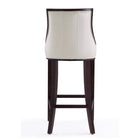 Manhattan Comfort Fifth Avenue 19" Traditional Faux Leather Upholstered Barstool - Pearl White and Walnut-Delivered to you Fully Assembled! No Assembly Required