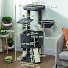 PawHut 47" Cat Tree Tower with Large Cozy Condo and Hammock - Dark Grey-Two interactive pom-pom balls provide endless entertainment for your playful cat 