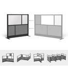 Luxor Modular Wall - 53" W x 48" H - Segmented Black Frame, Frosted Acrylic, Cool Grey PET-Frosted acrylic and PET acoustic panel design