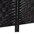 HOMCOM 4 Panels Hand-Woven Freestanding Room Divider for Home Office - Black-Overall Dimension: 70.9"W x 0.8"D x 70.9"H (180 x 2 x 180cm)
