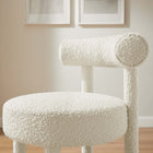 Modway Toulouse Boucle Fabric Counter Stool - Ivory Silver-Dense Foam Padding