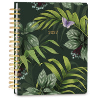 High Note 2027 Deluxe Hardcover Weekly/Monthly Planner - 9" x 10" - Greenery - English-Durable scuff-proof hardcover, exposed wire-O binding, elastic closure 