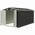 Outsunny Metal Heavy Duty Outdoor Storage Shed - 12' x 10' - Dark Grey-Spacious interior accommodates bikes, tools, and seasonal items effortlessly 
