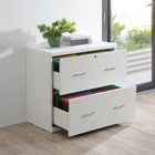 Office Star Alpine 2-Drawer Lateral File Cabinet - White-Dual drawer pull hardware