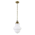 Hudson&Canal Annie 9.13" Wide Pendant with Glass Shade - Brass/White Milk-Modern and contemporary design for your entryway, foyer, or kitchen
