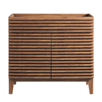 Modway Render 36" Bathroom Vanity Cabinet - Walnut-Mid-Century Modern Vanity
