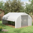 Outsunny Walk-in Polytunnel Greenhouse - 13' x 9.8'- Roll-up door and window panels of this greenhouse allow easy access and airflow  
 