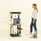 PawHut 52" Cat Tree with Scratching Posts, Bed and Condo - Dark Grey-Particleboard and sisal construction ensures durability 
