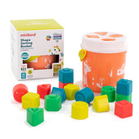 Miniland Feel to Learn: Shape Sorting Bucket - Salmon - Set of 18-Fun set of sorting pieces that helps little ones to recognize different shapes and colors