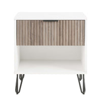 Manhattan Comfort DUMBO 20.07" Modern 1-Drawer Nightstand - White/Rustic Grey-Modern-Contemporary with a taste of Glam - Nightstand for Bedroom and Living Room Use