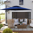 Outsunny 8' L x 9' W Square Cantilever Patio Umbrella with Fillable Base - Dark Blue-Flexible tilt settings offer optimal sun blocking at any angle