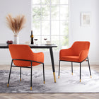 Modway Jovi Performance Velvet Dining Armchair - Black/Orange - 2 Pack-Glam Deco Accent Chair
