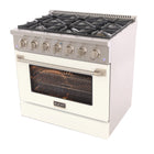 Kucht 36" KNG Series Pro Style Natural Gas Range - Stainless Steel/White-Sealed burners make the range easy to clean