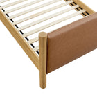 Modway Maven Twin Size Vegan Leather Upholstered Platform Bed - Tan Oak-Weight Capacity: 794 lb