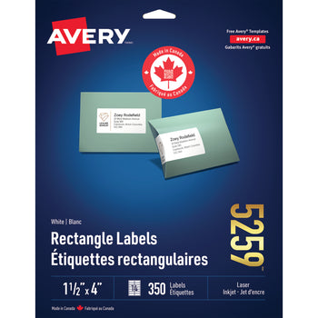 Avery White Rectangle Labels 1-1/2