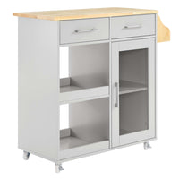 Modway Culinary Kitchen Cart With Spice Rack - Light Grey Natural-Modern Kitchen Cart