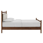 Modway Leni King Size Wood Platform Bed Frame - Walnut Heathered Ivory-No Box Spring Needed