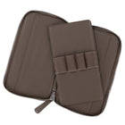 Gry Mattr Vegan Leather Pen Pouch - 8.25" × 4.5" - Brown-Elastic loops inside hold multiple pens or accessories