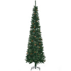 HOMCOM 7.5' Artificial Slim Christmas Tree with Pine Cones - Green-This Christmas tree features lush foliage with pine needles and ordinary branches for layering 
