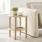 Modway Torus Round Side Table - Oak-Lower Rattan Shelf