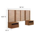 Modway Render 6-Piece Wall Mount Twin Headboard with Nightstands - Walnut-Assembly Required