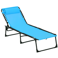 Outsunny Outdoor Folding Lounge Chair - for Camping - Hiking - Sky Blue-Full reclining with 4 backrest positions