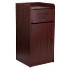 Flash Furniture Wood Tray Top Receptacle - Mahogany-Large capacity trash can for high traffic areas