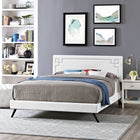 Modway Josie Vinyl Queen Platform Bed with Round Splayed Legs - White-Ten Wood Support Slats 