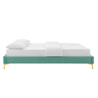 Modway Sutton Performance Velvet King Bed Frame - Mint-Reinforced Center Beam and Support Legs