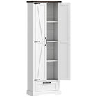 HOMCOM 71" H Pantry Cabinet with 2 Doors - White-Spacious cabinet with adjustable shelves and a roomy drawer for storage 