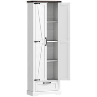 HOMCOM 71" H Pantry Cabinet with 2 Doors - White-Spacious cabinet with adjustable shelves and a roomy drawer for storage 