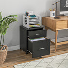 Vinsetto Mobile 2-Drawer Letter/A4 Filing Cabinet with Wheels - Black-5 omnidirectional wheels, 2 of which have brakes and 1 can prevent tipping
