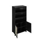 Manhattan Comfort Sheridan 31.49" Mid-Century Modern Bookcase Cabinet - Black - Set of 2-Features Adjustable Shelves and Soft Close Doors