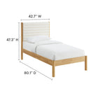 Modway Olea Channel Tufted Boucle Solid Wood Twin Platform Bed - Feather Oak-9