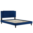 Modway Zahra Channel Tufted Performance Velvet King Platform Bed - Navy-King Platform Bed