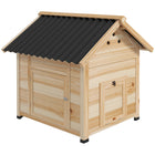 PawHut 36" H Wooden Duck Coop with Openable Roof and Double Doors - Natural-Opening top and removable bottom for convenient cleaning 