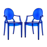 Modway Casper Dining Armchairs - Blue - 2 Pack-For Outdoor/Indoor Use