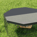 PawHut 24" H Foldable 8 Panel Dog Playpen with Top Cover - Black-Material: Steel, Oxford fabric, Polyester mesh 