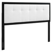 Modway Draper Tufted Fabric and Wood Queen Headboard - Black White-Upholstered Queen Headboard