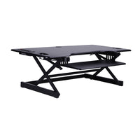 Rocelco 46" Sit To Stand Adjustable Height Desk Riser AC & USB - Black-Adjustable height sit to stand desk riser with extended vertical range