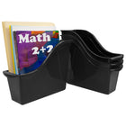 Storex Small Book Bin - Black - 6 Pack-Small book bins hold books, magazines, files, folders, etc.
