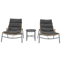 Manhattan Comfort Sunset Modern 3-Piece Patio Conversation Set - Grey-Modern 3-Piece Patio Conversation Set with 2 Chairs and 1 End Table