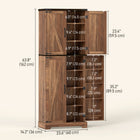 HOMCOM 64" H Kitchen Pantry Cabinet with Adjustable Shelves - Brown-Melamine-sided particleboard offers a sleek look with durability 