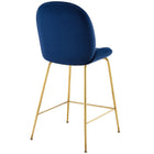 Modway Scoop Gold Stainless Steel Leg Performance Velvet Counter Stool - Navy-Gold Stainless Steel Legs