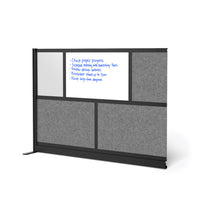 Luxor Modular Wall Extension with Whiteboard - 70" W x 48" H - Segmented Black Frame, Frosted Acrylic, Cool Grey PET-Creates semi permanent privacy in shared spaces