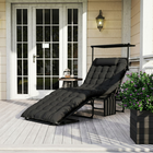 Outsunny Folding Tanning Chair - Sun Lounger with Canopy - Black-Stackable chairs for space-saving storage solutions