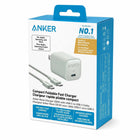 Anker Nano 30W USB-C Wall Charger with 3' USB-C Braided Cable - Green-Charge All of Your Handheld Devices: This charger supports a maximum 30W fast charge, capable of powering a range of devices from the Apple Watch and iPhone series to the iPad, MacBook Air, and more.