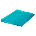 JAM Paper Plastic 3 Hole Punch Binder Envelopes, VELCRO Brand Closure, 1 Expansion, 8.6 x 11.5, Teal Blue, 12 Pack (218VB1TE)-Envelope flap: straight