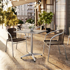 Flash Furniture 27.5" Square Aluminum Indoor-Outdoor Table Set with 2 Dark Brown Rattan Chairs-Set Includes Table and 2 Chairs